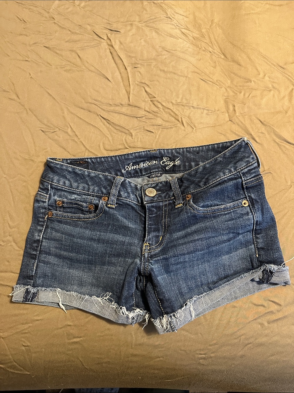 American Eagle Outfitters Blue Denim Frayed Hem Jean Shorts